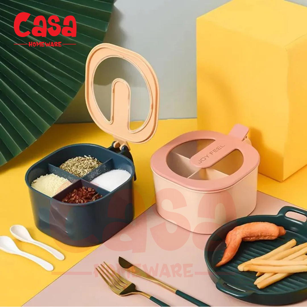 4 In 1 Partition Kitchen Seasoning Box Masala Box Set 4 Grid Portion Spice Jar Container Square Pepper Pot Box Spice Rack Kitchen Storage 4 Compartments 1 4 In 1 Partition Kitchen Seasoning Box Masala Box Set 4 Grid Portion Spice Jar Container Square Pepper Pot Box Spice Rack Kitchen Storage 4 Compartments 1 - Image 1