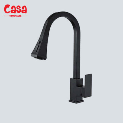 Square Black Single Lever/ Hole Kitchen Pull Out Faucet Basin Sink Mixer Taps