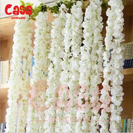 3 heads White Wisteria Garland Hanging Flowers Best for home decoration
