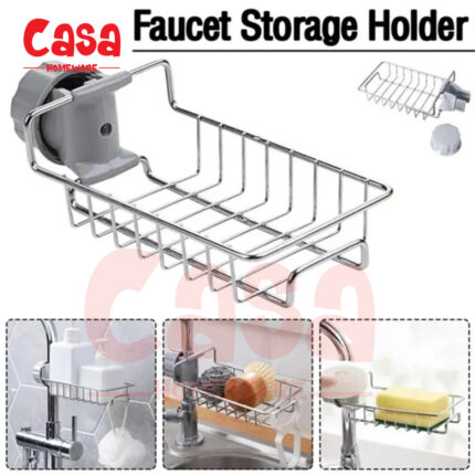 Rotatable Stainless Steel Sink Drainer Sponge Dish Cloth Holder for Kitchen Sink Dish Rag Hanging Drain Steel Sink Faucet Storage Rack Sink Caddy Towel Rack Shelf Organizer