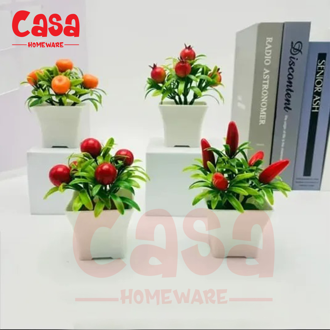 Pack of 4 Mini Fruits Plant Artificial Decoration Piece with pot Best for home & Office Decoration purpose Pack of 4 Mini Fruits Plant Artificial Decoration Piece with pot Best for home Office Decoration purpose - Image 1