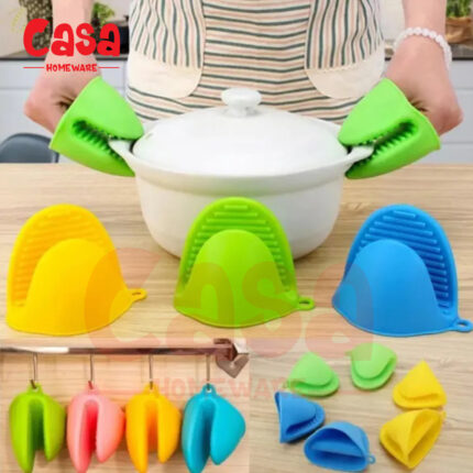 Safety Grip Silicone Oven Mitts Set of 2 Heat Resistant Gloves and Pot Holders