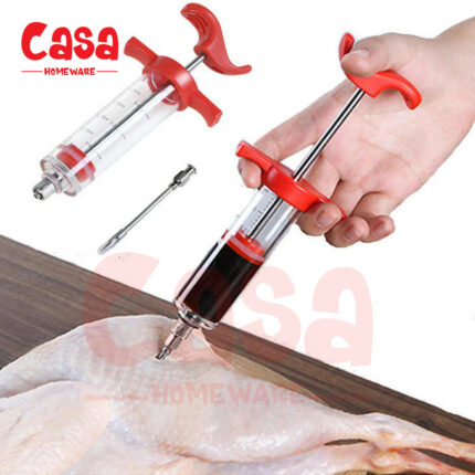 Stainless Steel BBQ Meat Flavor Seasoning Injector Kitchen Tool Accessories Marinade Turkey Injector Chicken Flavor Sauces Cooking Beef Button Kitchen Tool