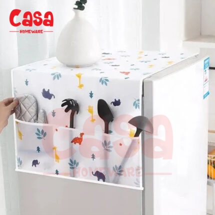 Waterproof Fridge Dust Cover with 6 Side Pockets Parachute Material Dustproof Moisture proof Storage Organizer
